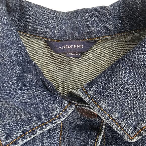 Lands End Jean Jacket Womens Small Denim Trucker Casual Classic Preppy - Picture 8 of 13